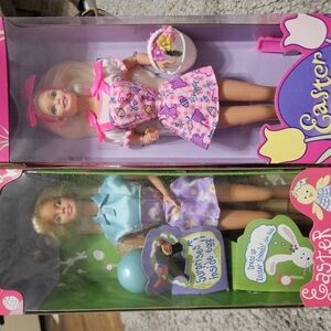 Easter Themed Kids Doll Set with Pink and Blue Outfits